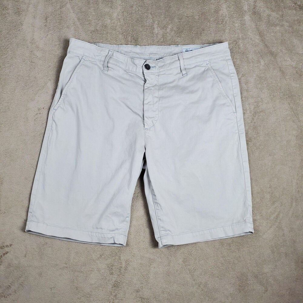 AG Adriano Goldschmied Shorts Mens 36R Gray Stretch Chino Canvas Flat Front